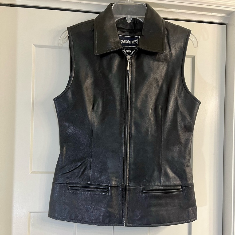 Stylish Black Leather Vest for Women
